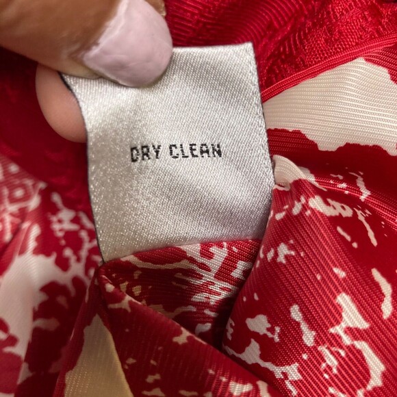 Talbots Red Leaf Pattern Petite Brocade Double Breast Blazer Size Petite - Picture 9 of 11
